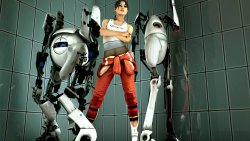 Portal 2 Chell and Atlas and P-body