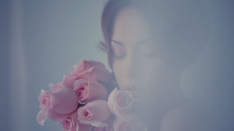 Pretty Girl with Roses