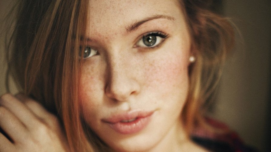 Pretty Young Redhead Girl with Cute Lips