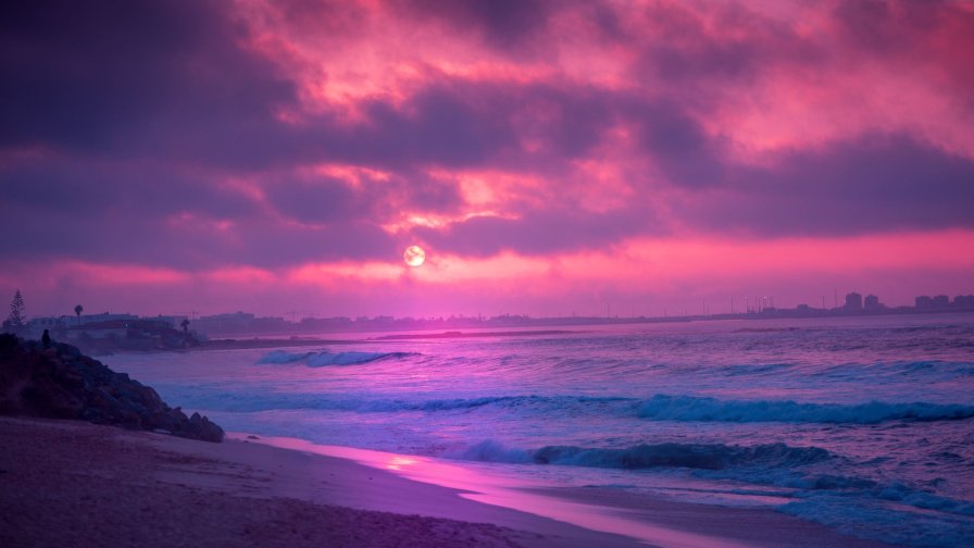 Purple Sunset and Coast