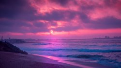 Purple Sunset and Coast