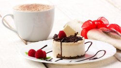 Raspberry Coffee and Chocolate with Cream Close Up Photo