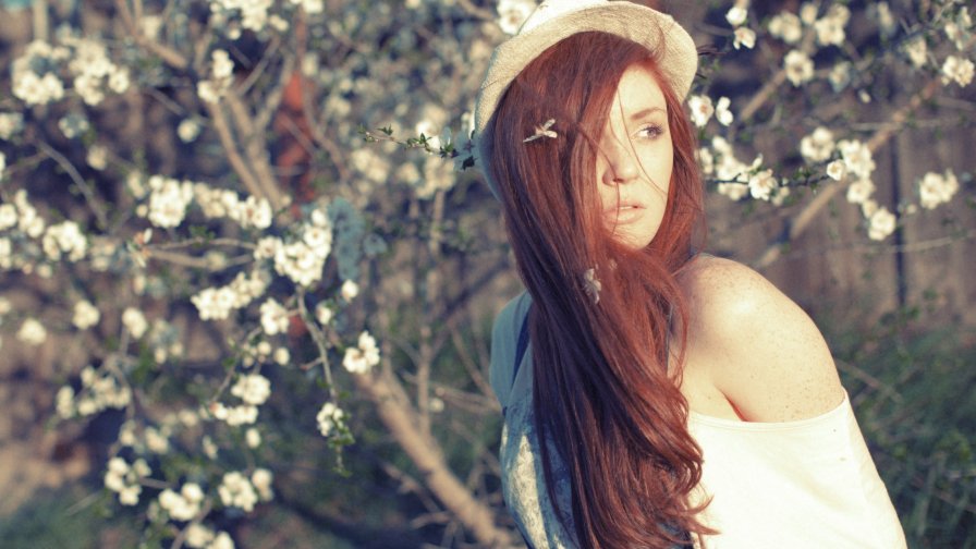 Red Hair Girl in the Garden