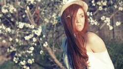 Red Hair Girl in the Garden