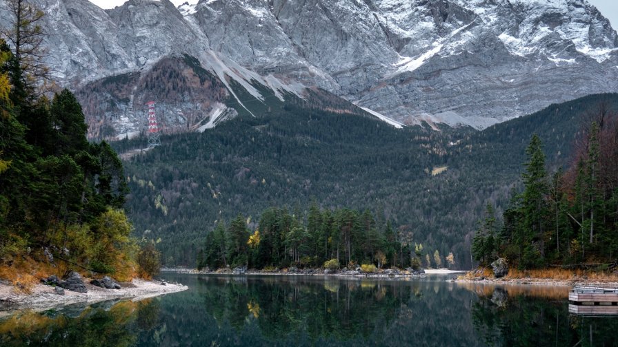 River in Mountains and Village