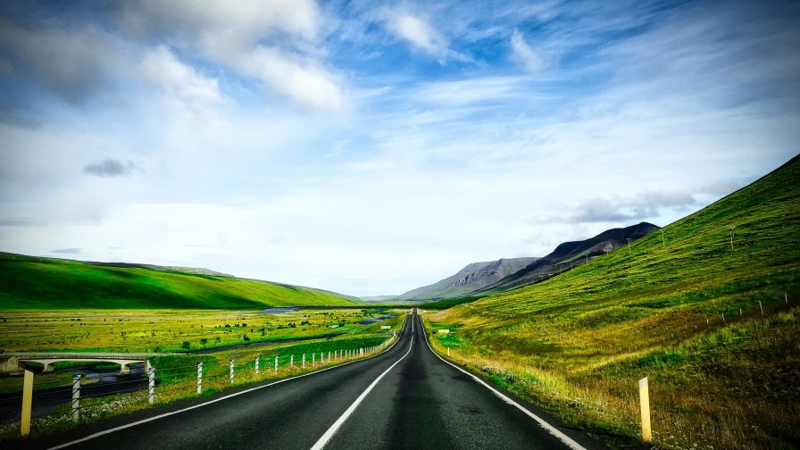 Single Road and Green Field