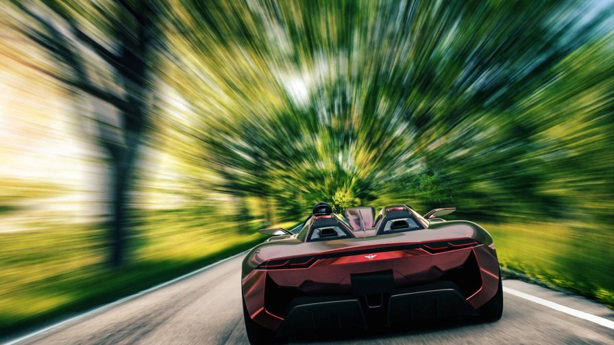 Sport Car and Road in Motion Blur