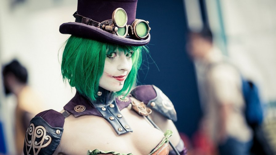 Steampunk Girl with Green Hair