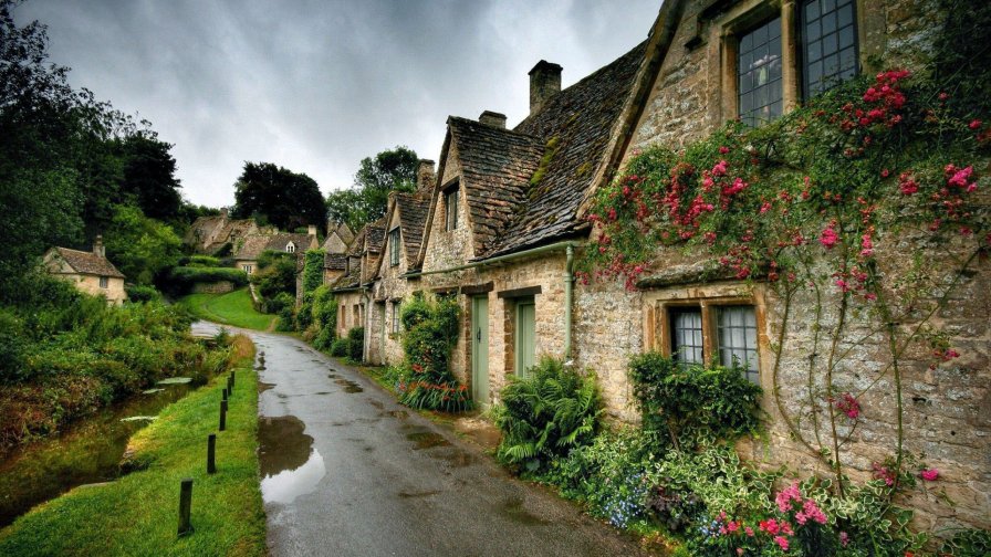 Street in Old Village After Rain