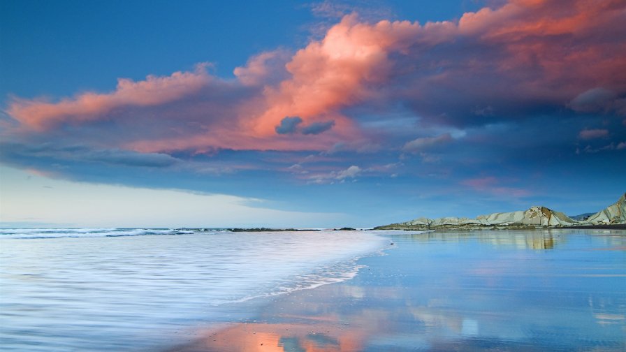 Summer Beautiful Beach Waves and Sunset