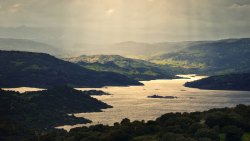 Sunrays Lake and Mountains