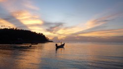 Sunset on the Lake and Lonely Boat