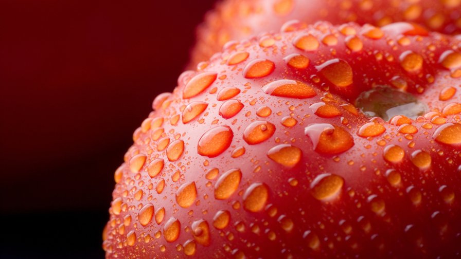 Tomatoes and Water Drops Macro