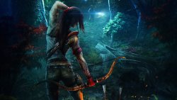 Tomb Raider Sexy Hot Girl in the Forest with Bow and Arrow