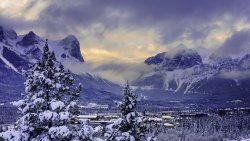 Village in Beautiful Winter Mountain Valley