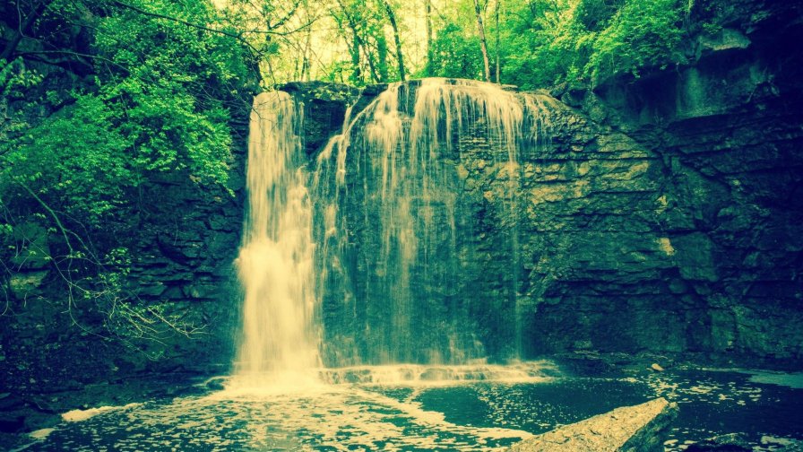 Waterfall in Old Green Forest