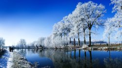 Winter Lake Frost and People