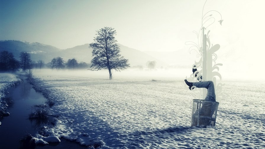 Winter and Funny People with Abstract