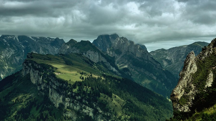 Wonderful Mountain Valley Clouds and Village