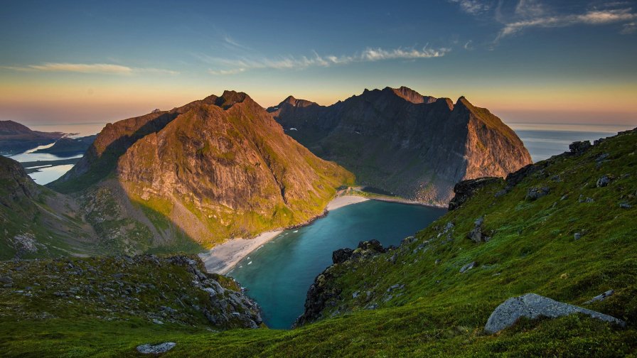 Wonderful Mountain Valley and Lake