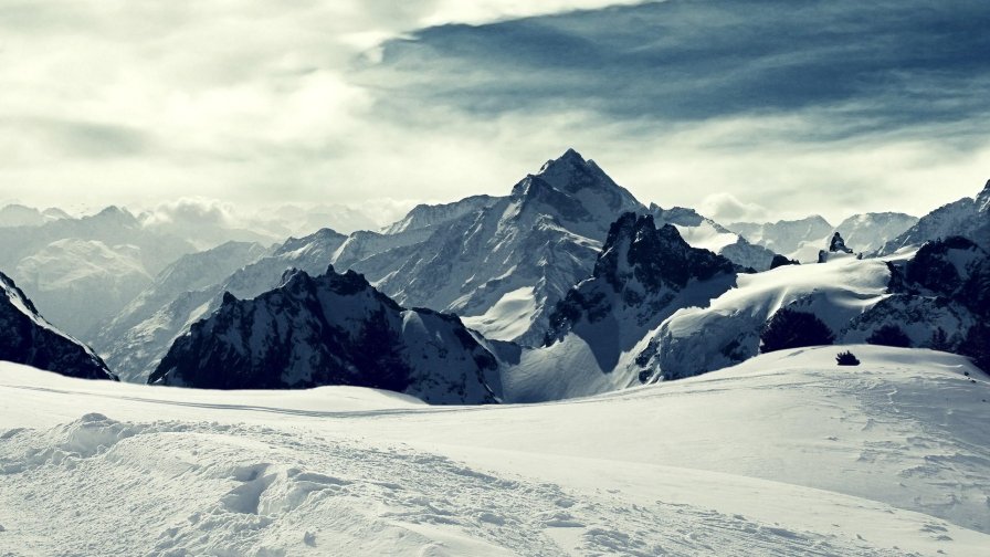 Wonderful Snowed Mountains and Rocks