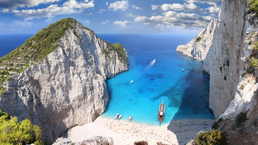 Wonderful White Coast with Rocks and Sea